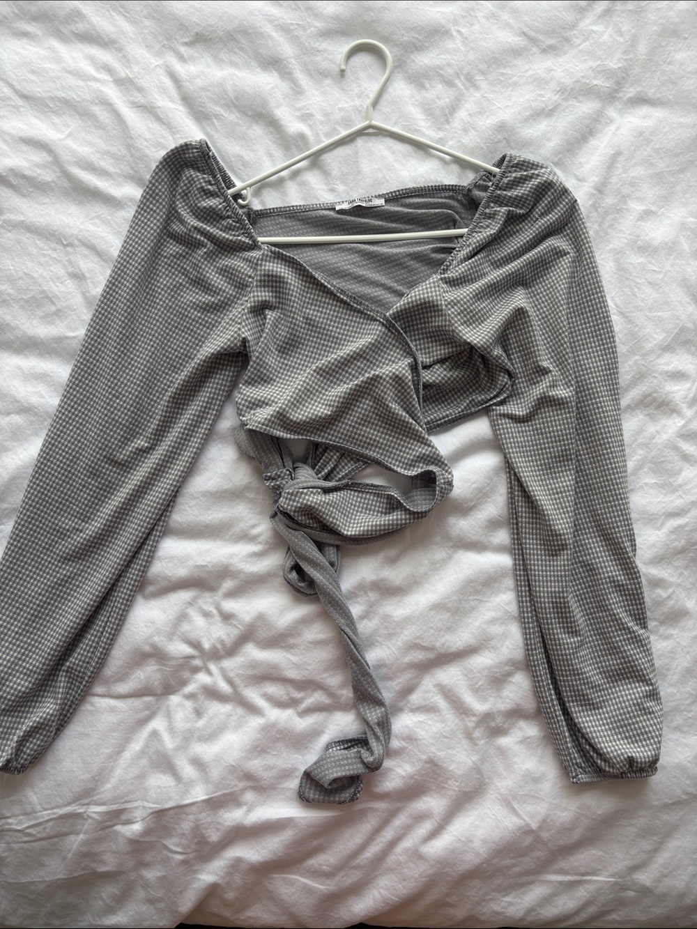 Gray Long Sleeve Wrap Top